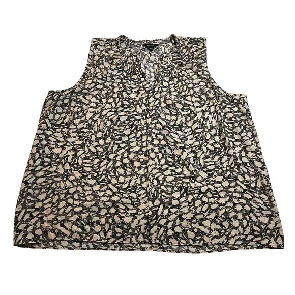 Simply Vera Vera Wang Sleeveless Split Neck Blouse Size X-Large Camo Print - Picture 1 of 7